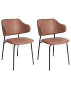 Set of 2 Dining Chairs KENAI Faux Leather Brown
