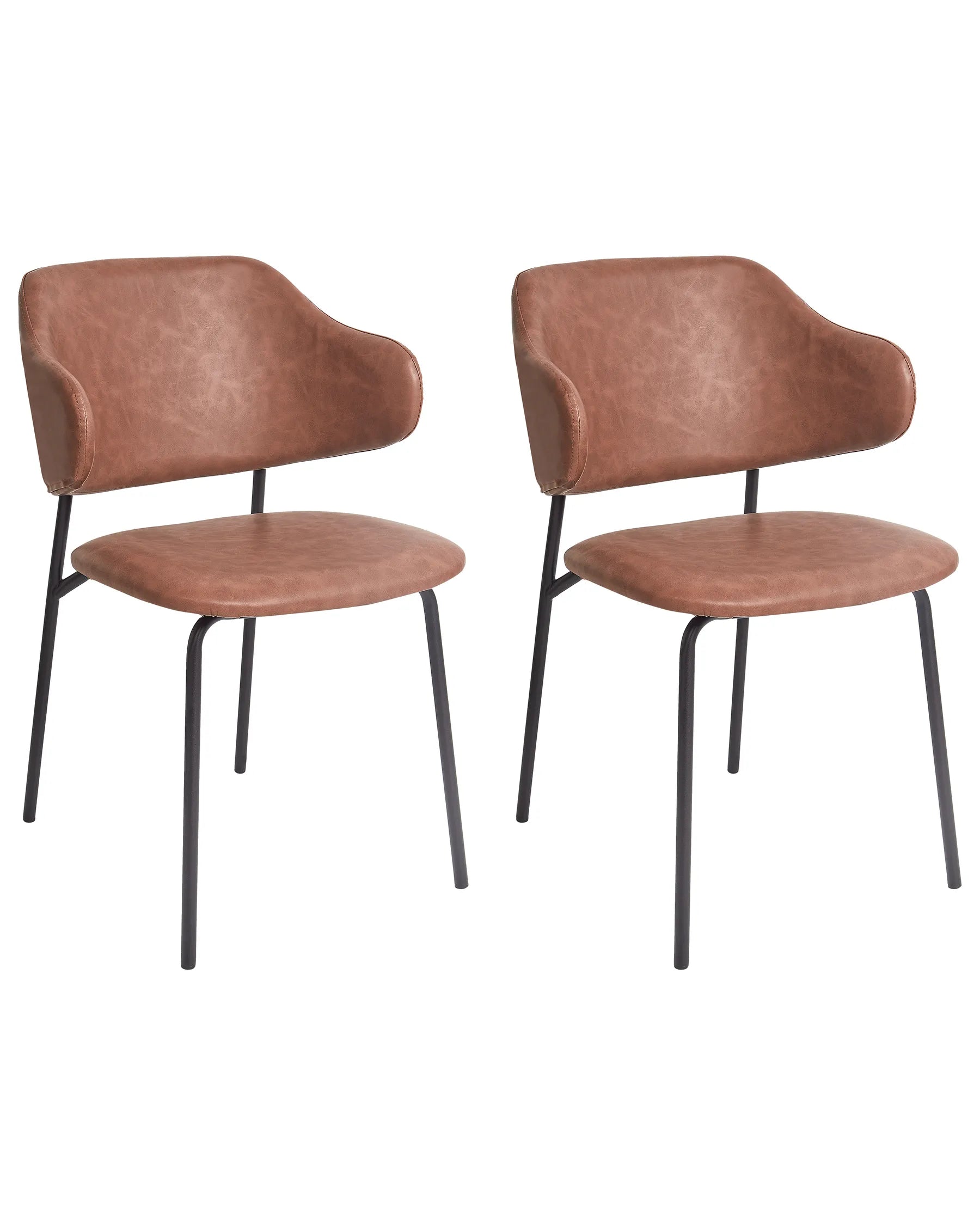 Set of 2 Dining Chairs KENAI Faux Leather Brown
