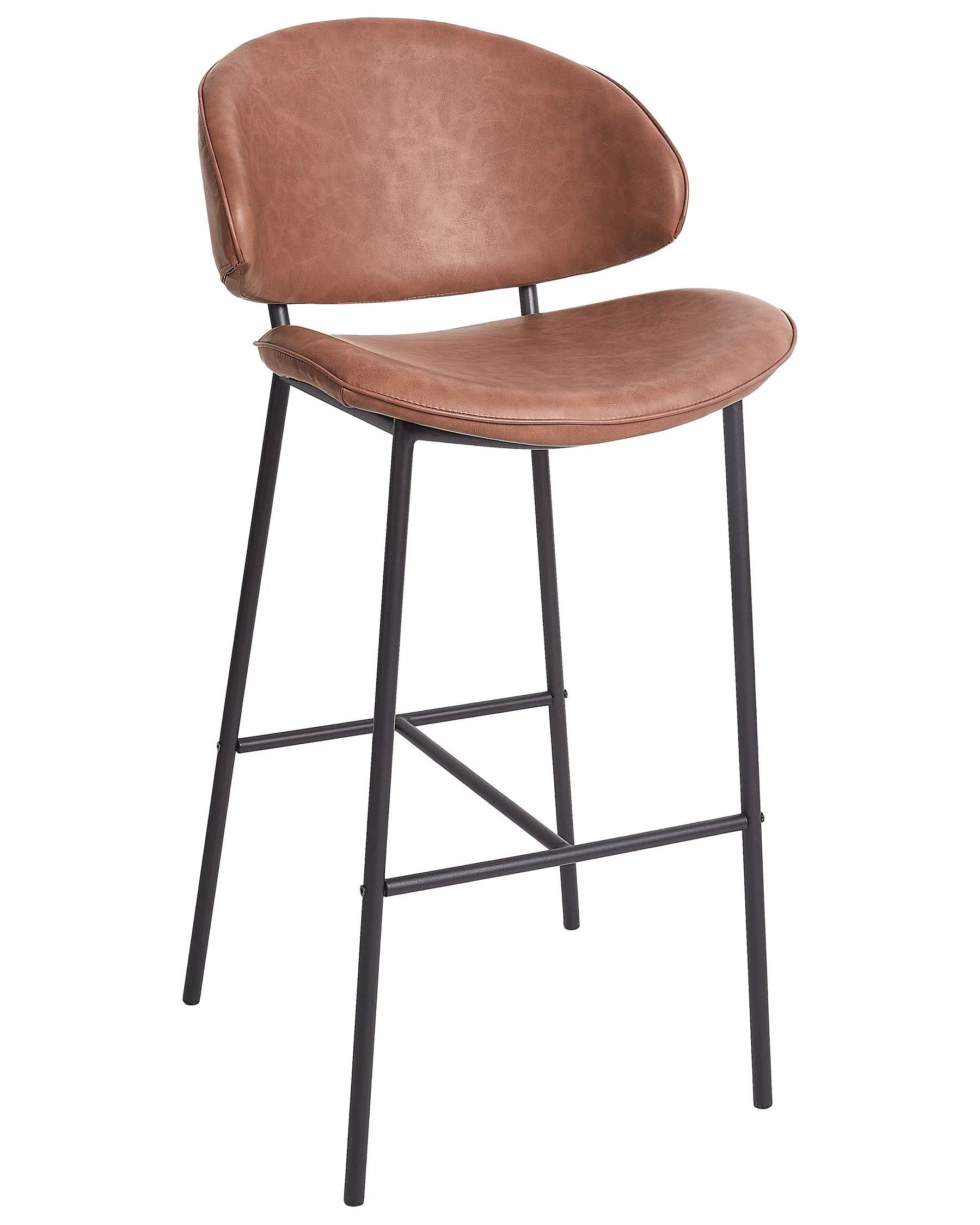 Set of 2 Bar Chairs KIANA Faux Leather Brown