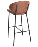 Set of 2 Bar Chairs KIANA Faux Leather Brown