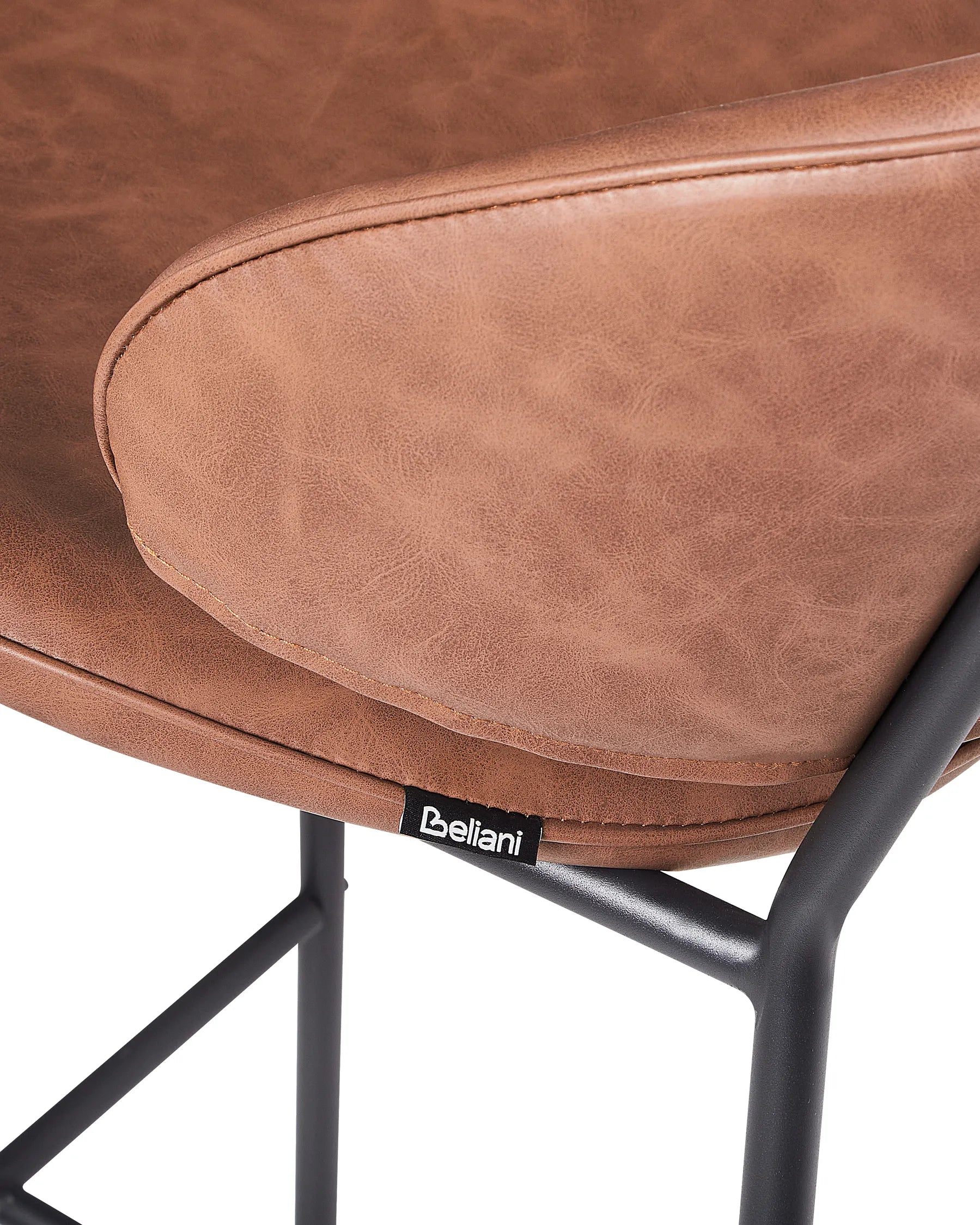 Set of 2 Bar Chairs KIANA Faux Leather Brown