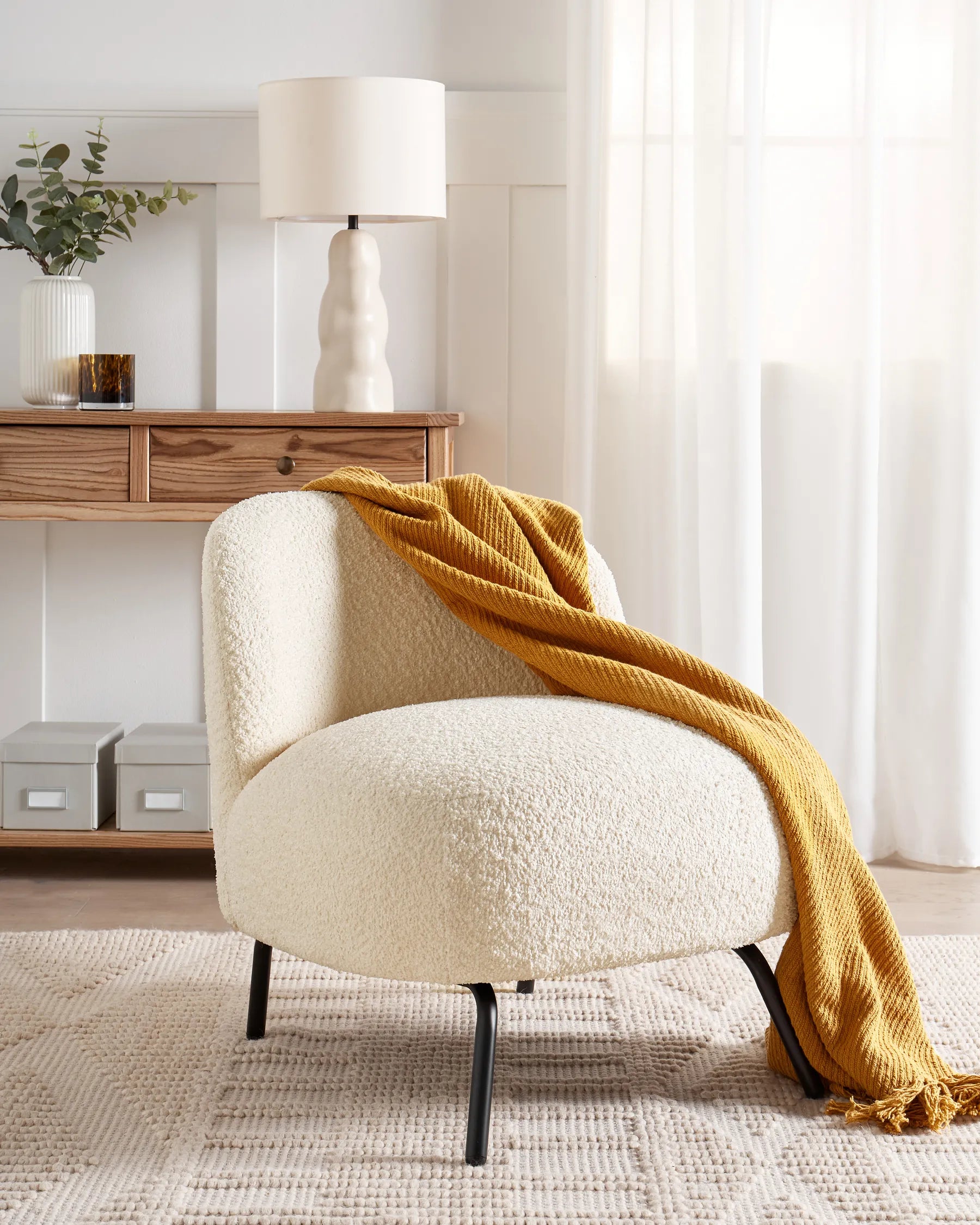 Armchair KUMLA Boucle Off-White