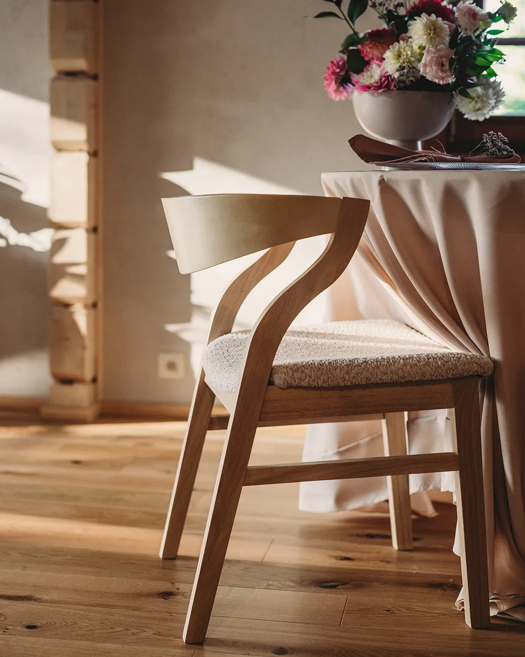 Set of 2 Dining Chairs MAROA Wood Light Beige