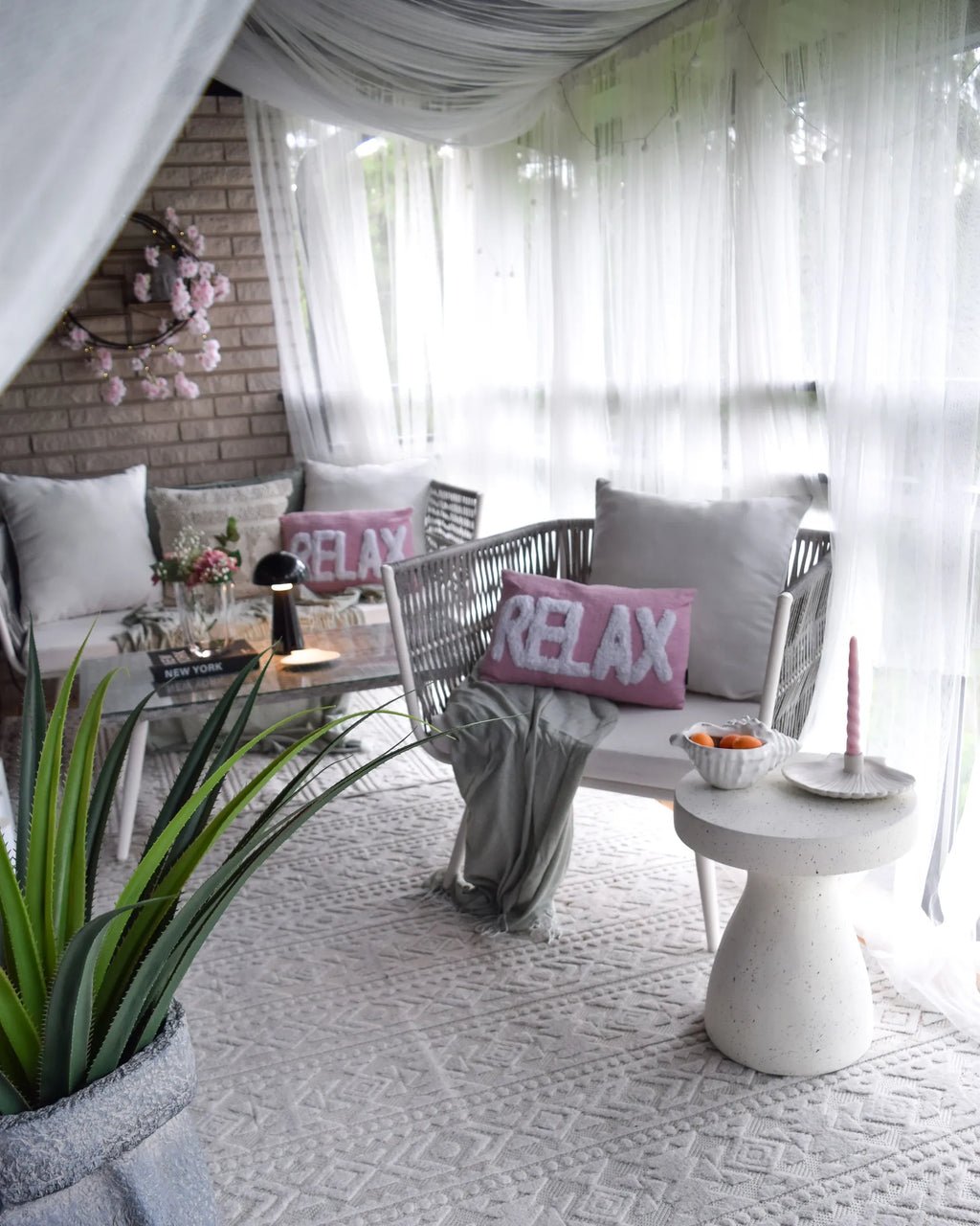 Side Table BIVIERE 39 cm 39 cm Terrazzo Effect White Terrazzo