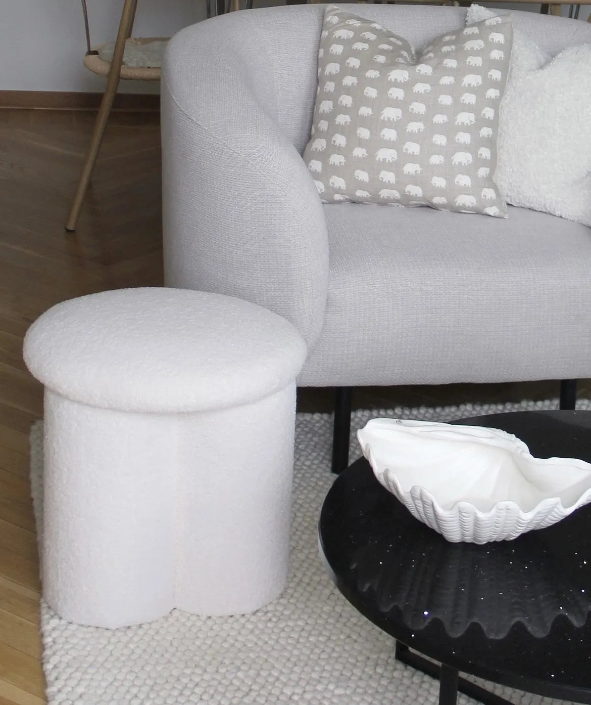 Armchair LOEN Fabric Black/ White