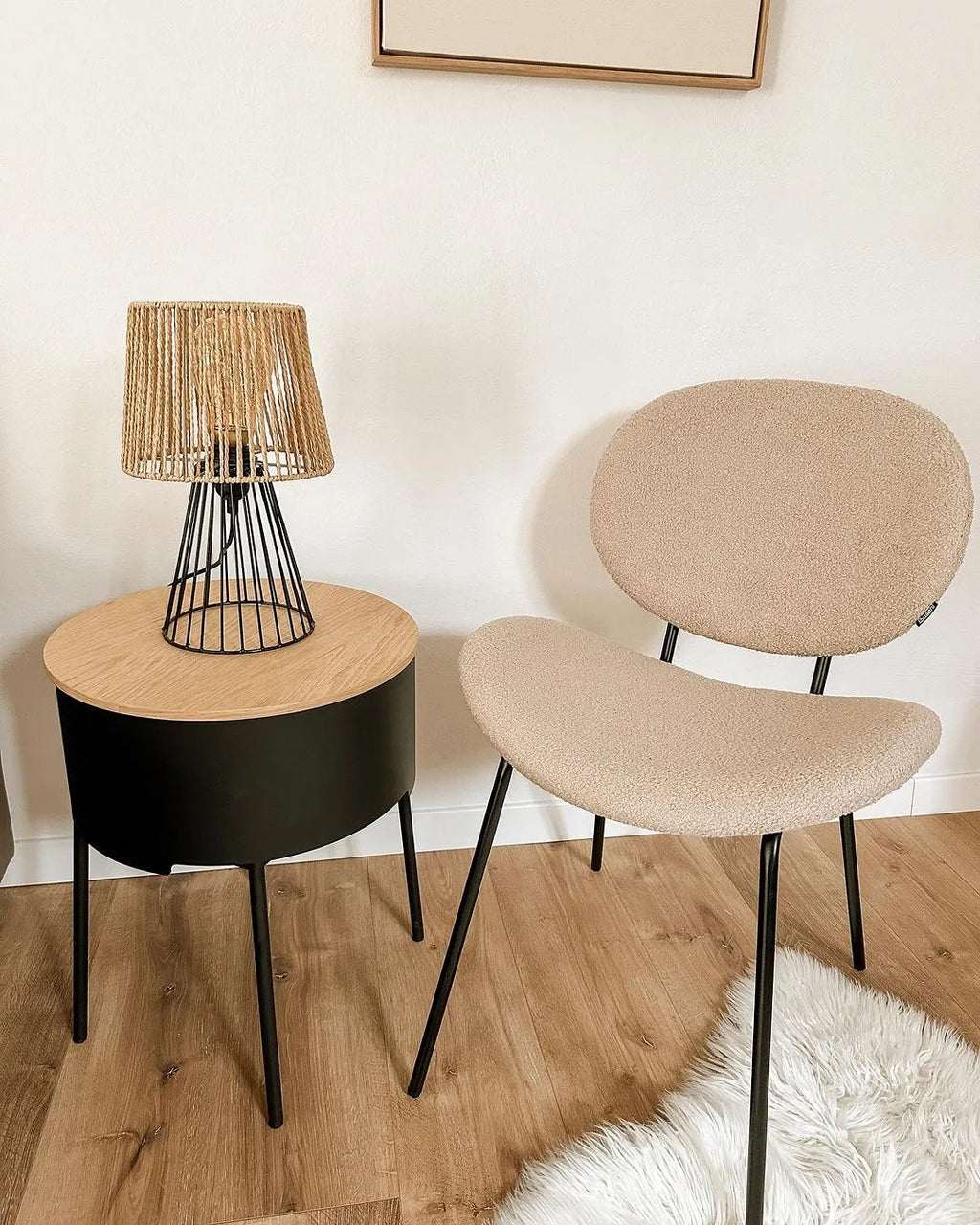 Set of 2 Dining Chairs LUANA Boucle Taupe