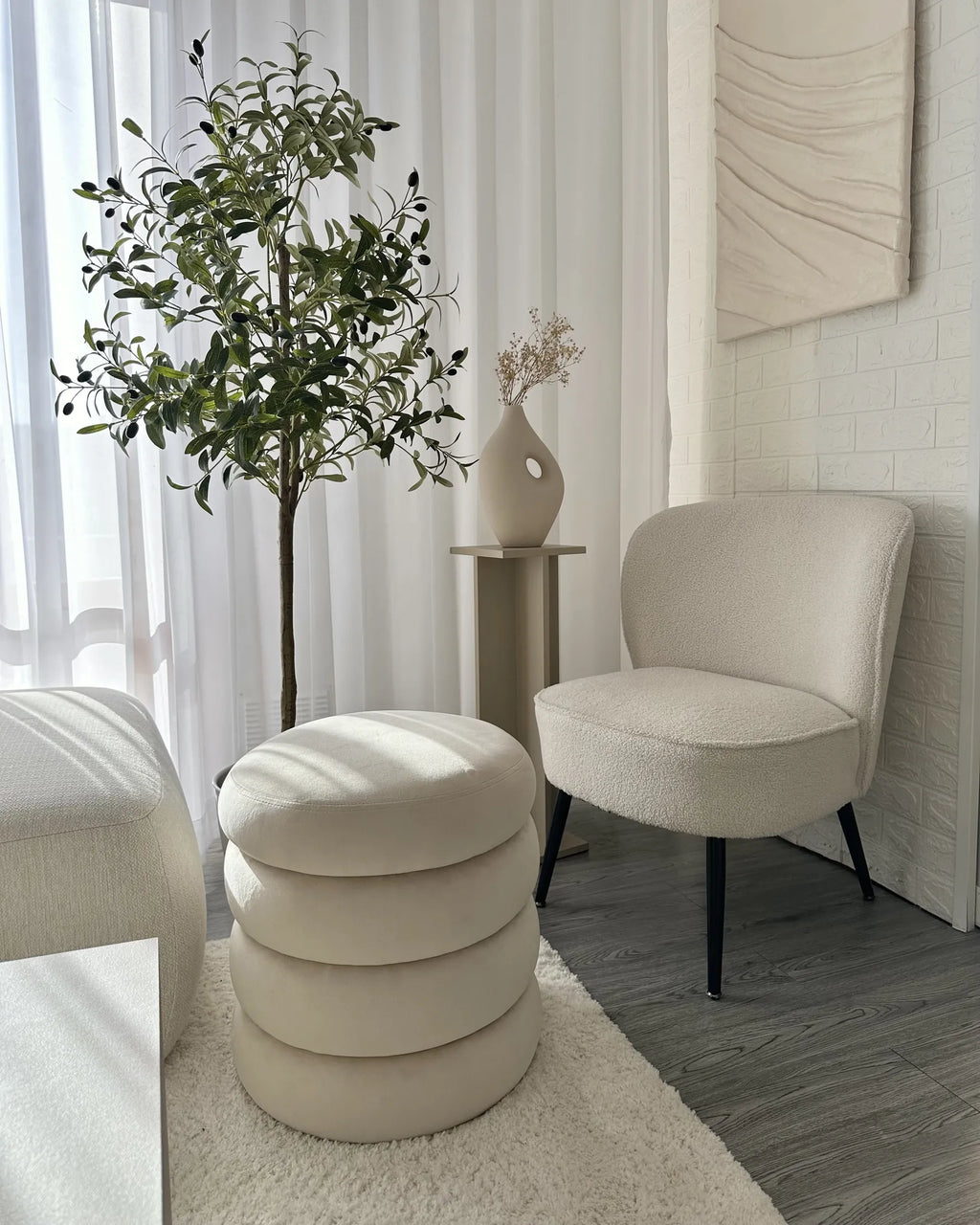 Armchair VOSS Boucle White