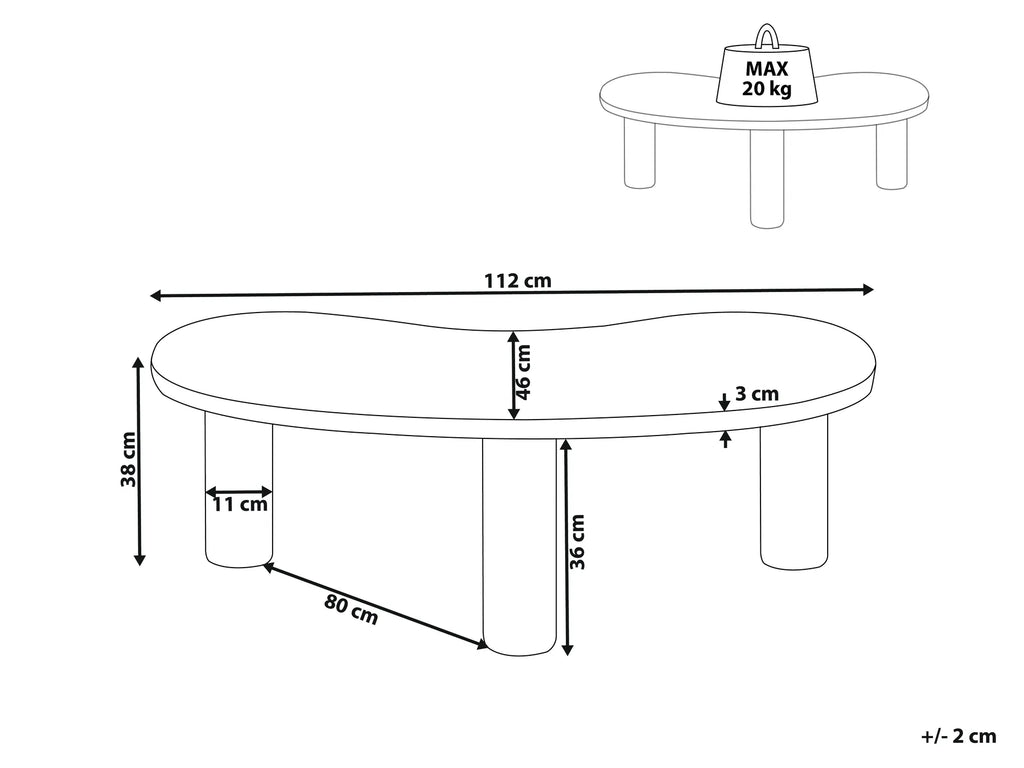 Coffee Table PAVA White — feature detail
