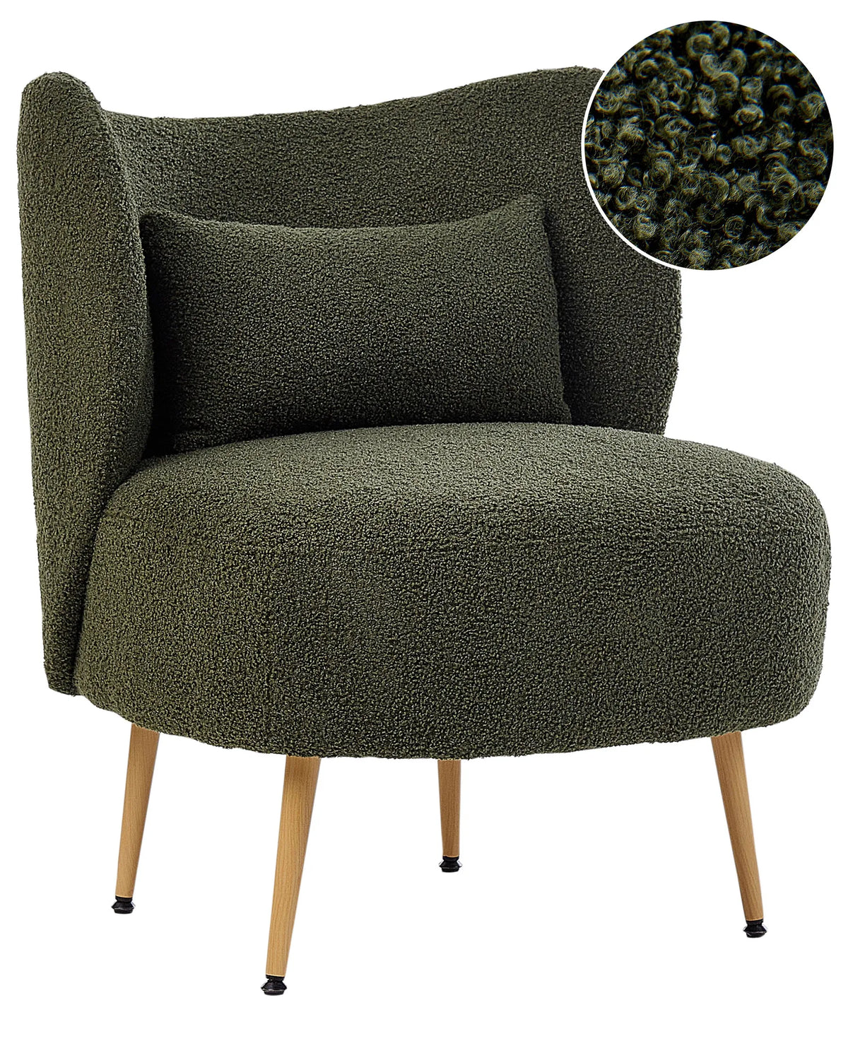 Armchair VARENA with Cushion Boucle Dark Green — main product view