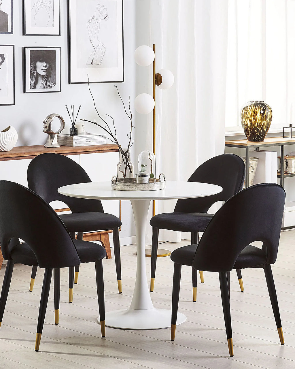 Set of 2 Dining Chairs MAGALIA Velvet Black