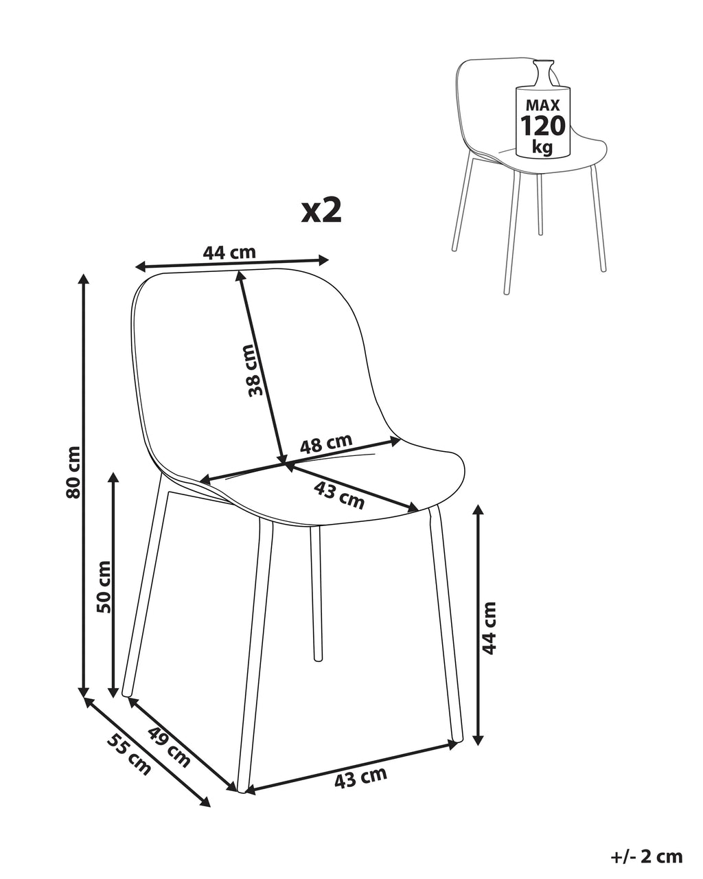 Set of 2 Dining Chairs BELOIT Light Beige