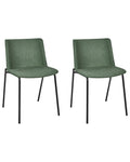 Set of 2 Dining Chairs ESBON Fabric Dark Green