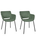 Set of 2 Dining Chairs AXTEL Fabric Green