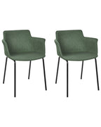 Set of 2 Dining Chairs BELFIELD Fabric Green