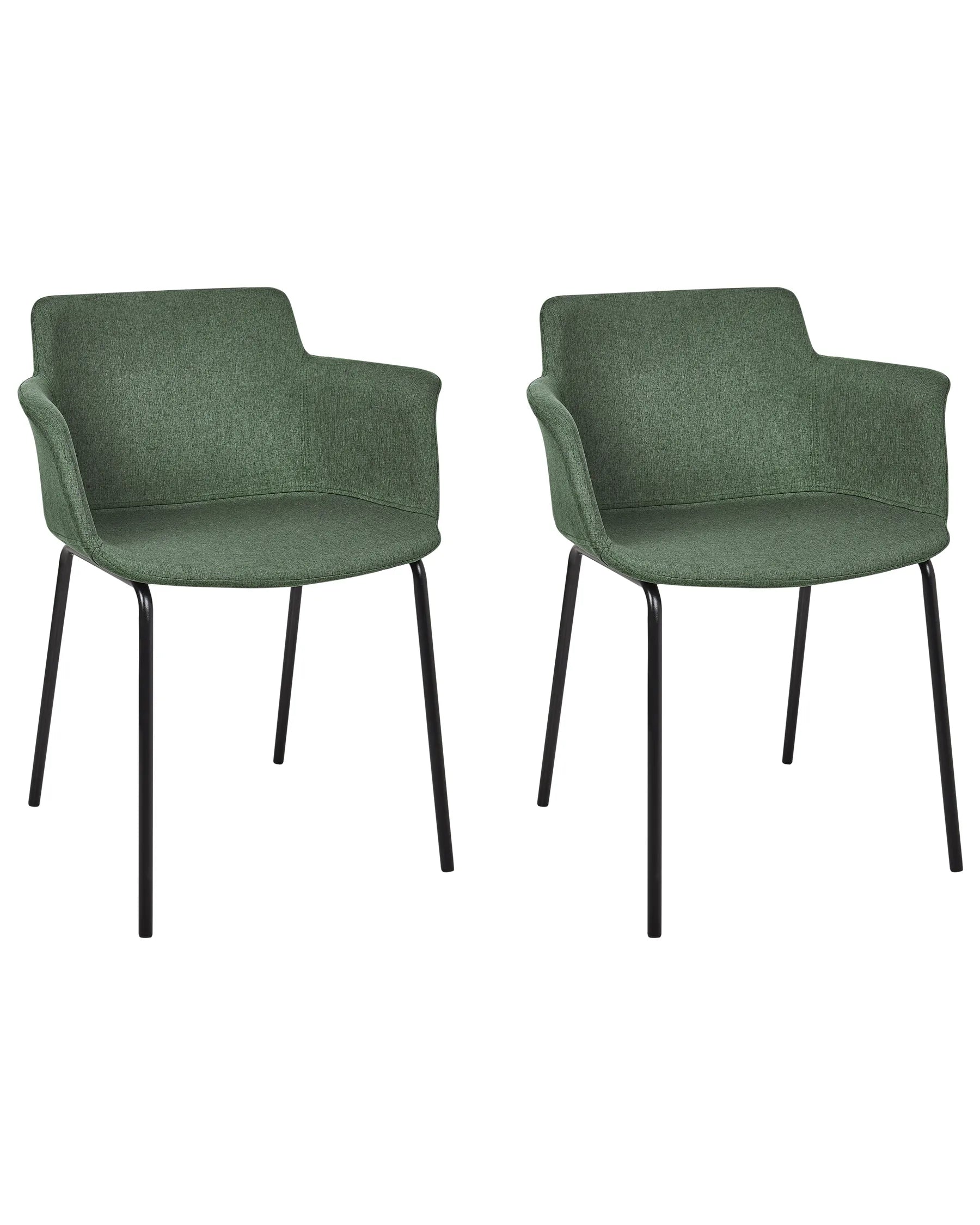 Set of 2 Dining Chairs BELFIELD Fabric Green
