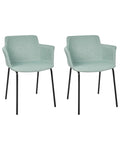 Set of 2 Dining Chairs BELFIELD Fabric Mint Green