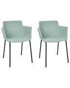 Set of 2 Dining Chairs BELFIELD Fabric Mint Green