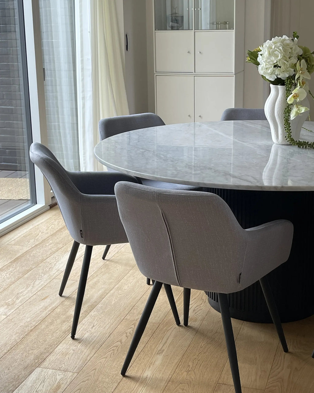 Set of 2 Dining Chairs CASMALIA Velvet Light Grey