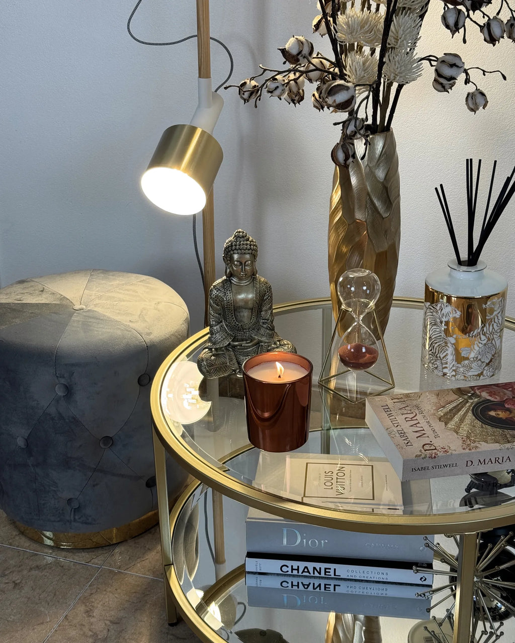Coffee Table BIRNEY Tempered Glass Gold