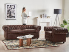Armchair CHESTERFIELD Faux Leather Golden Brown