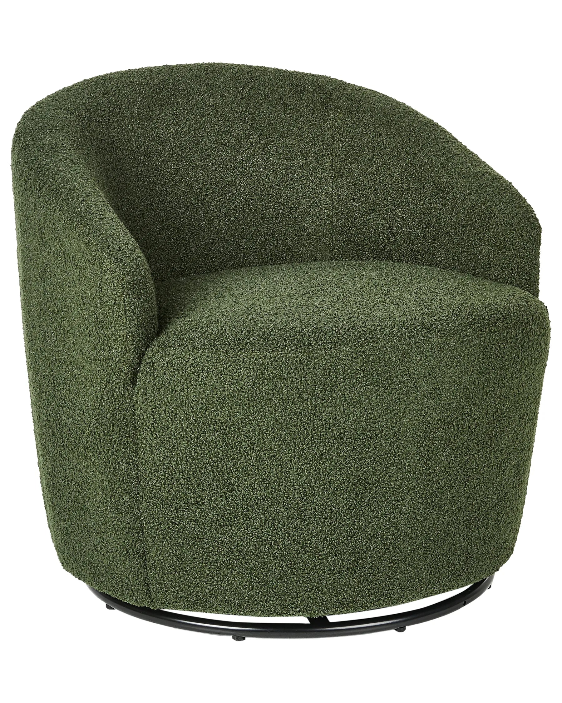 Swivel Armchair DAVIK Boucle Dark Green