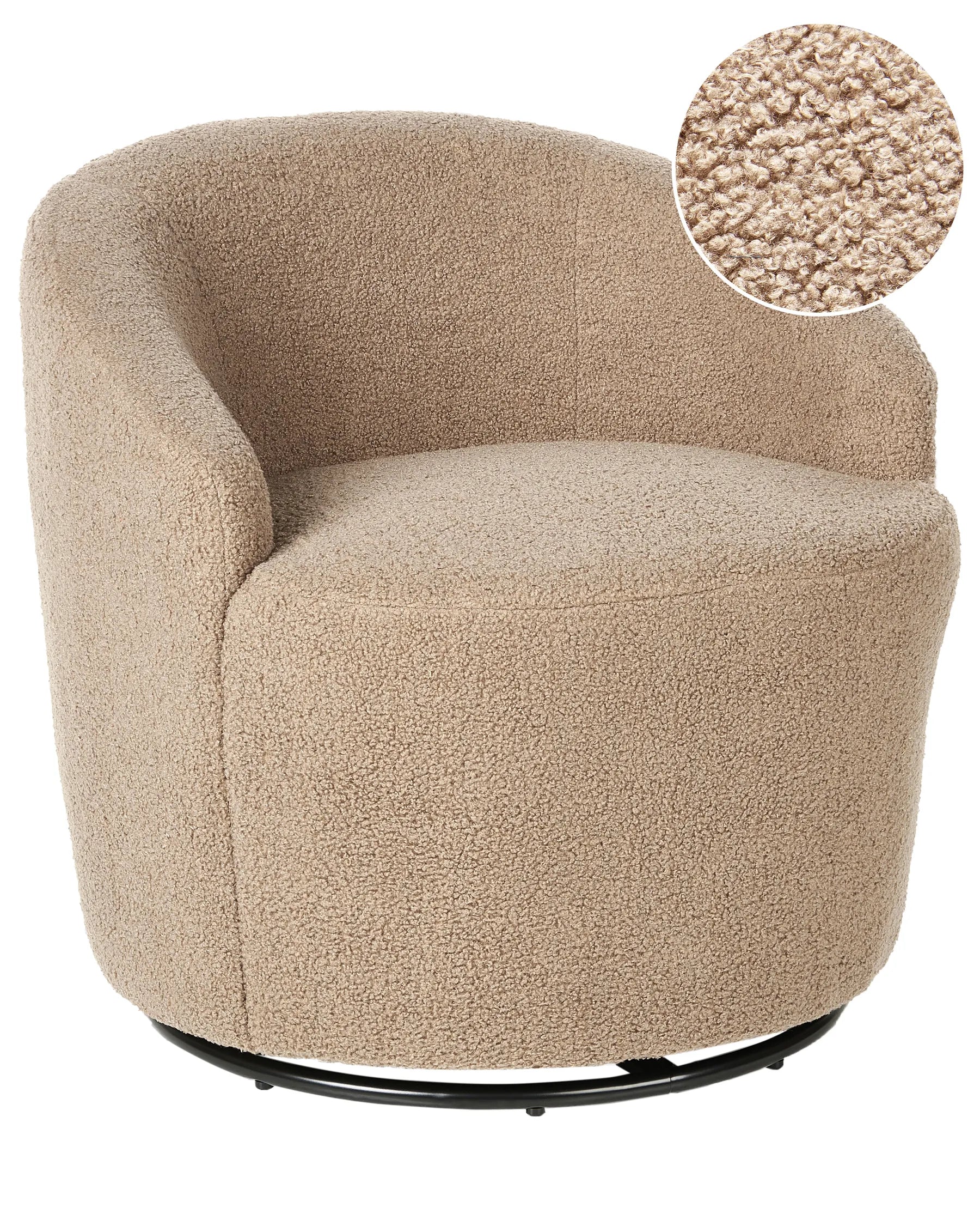 Swivel Armchair DAVIK Boucle Taupe