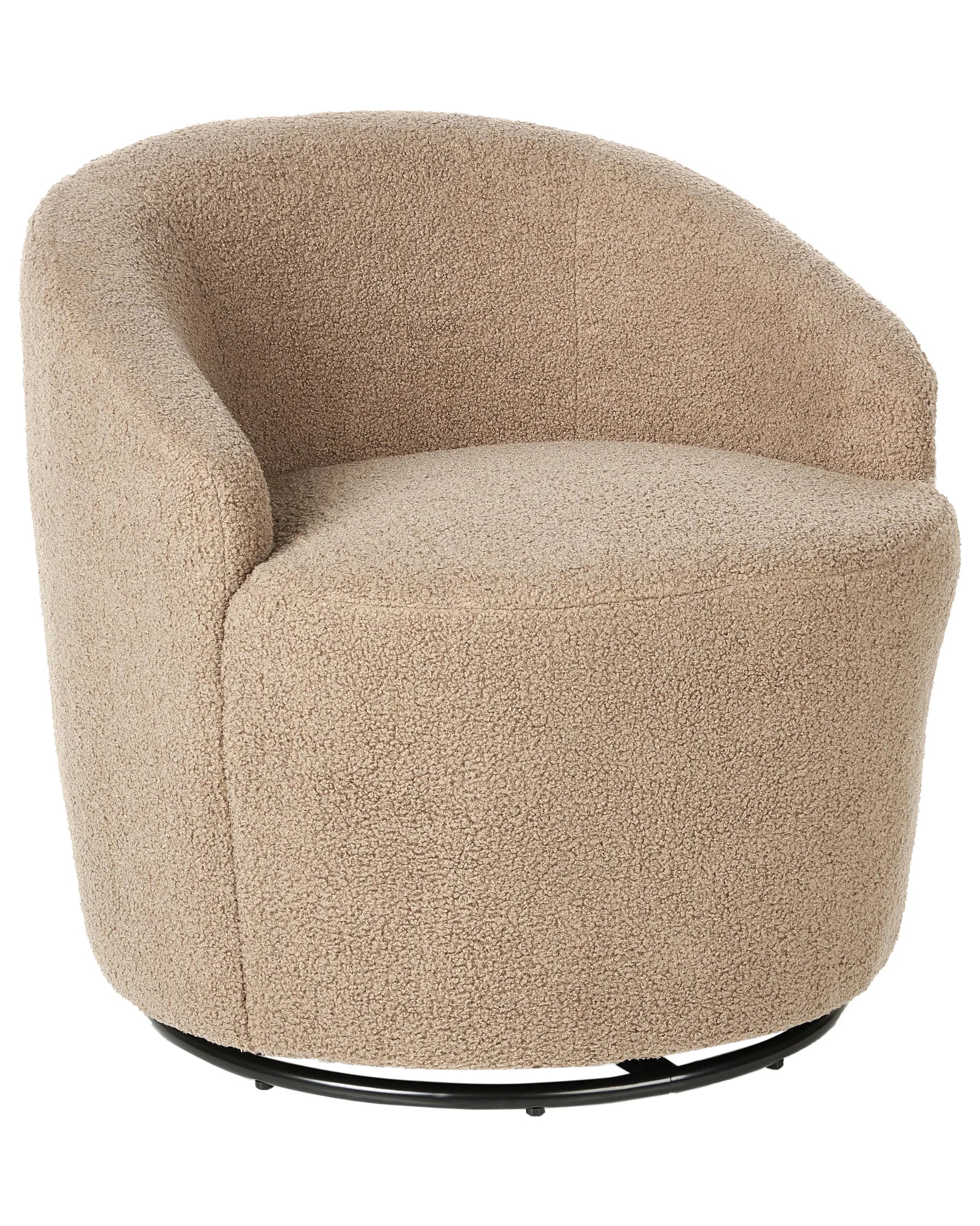 Swivel Armchair DAVIK Boucle Taupe