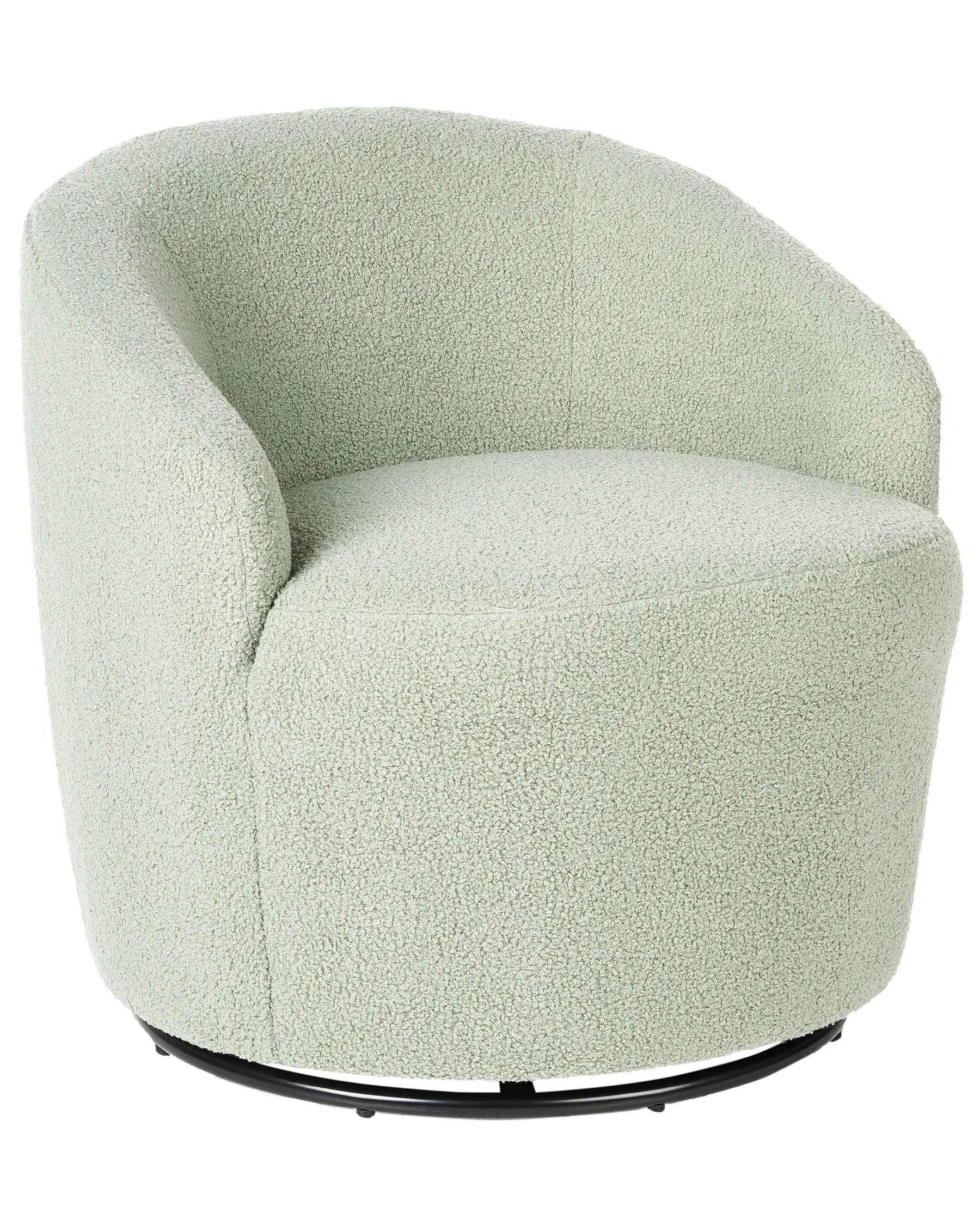 Swivel Armchair DAVIK Boucle Light Green