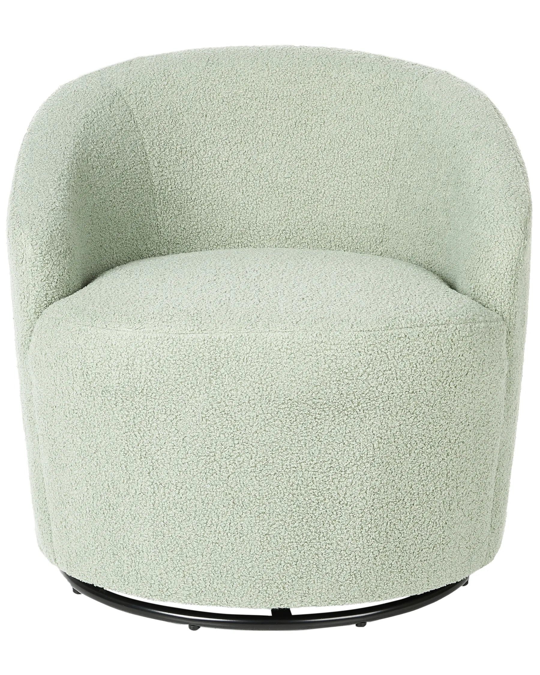 Swivel Armchair DAVIK Boucle Light Green