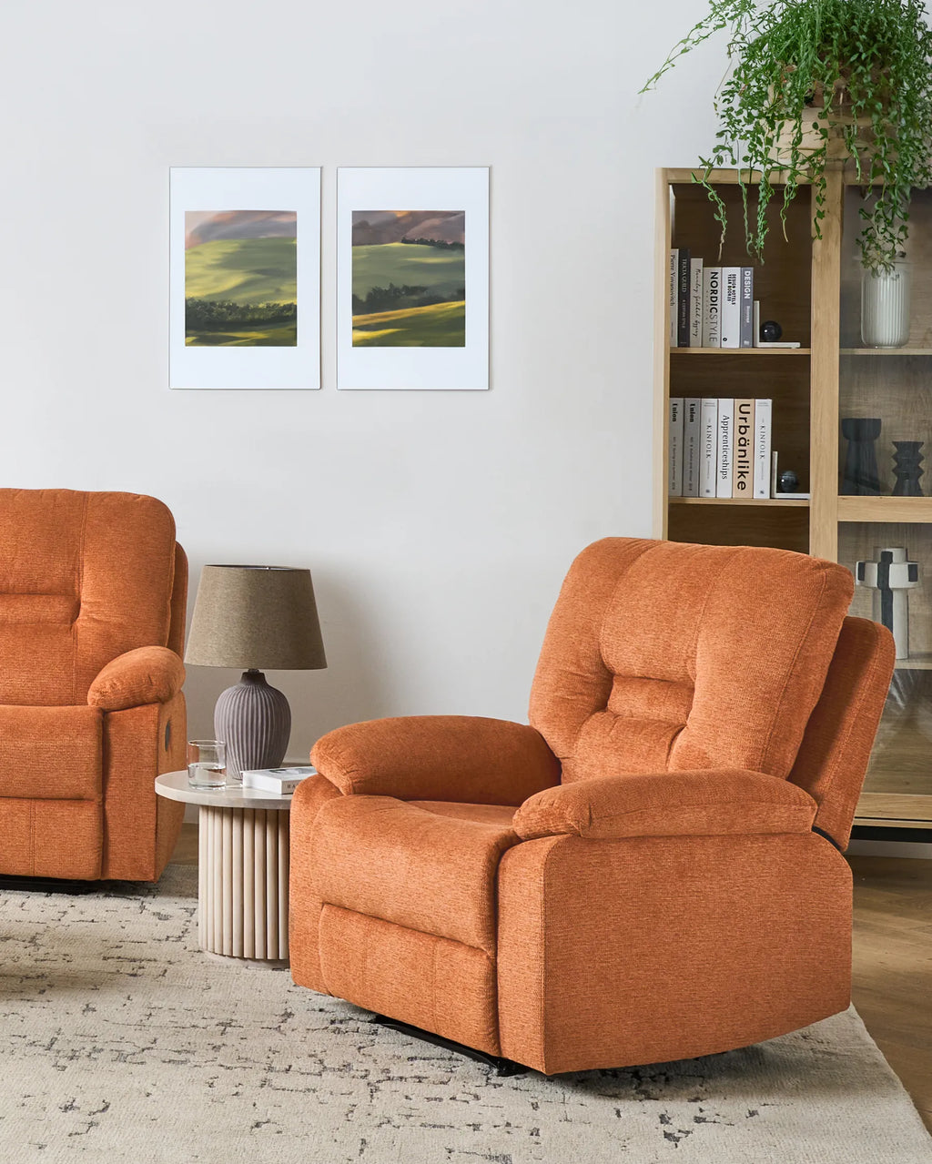 Recliner Chair BERGEN with Footrest Fabric Orange