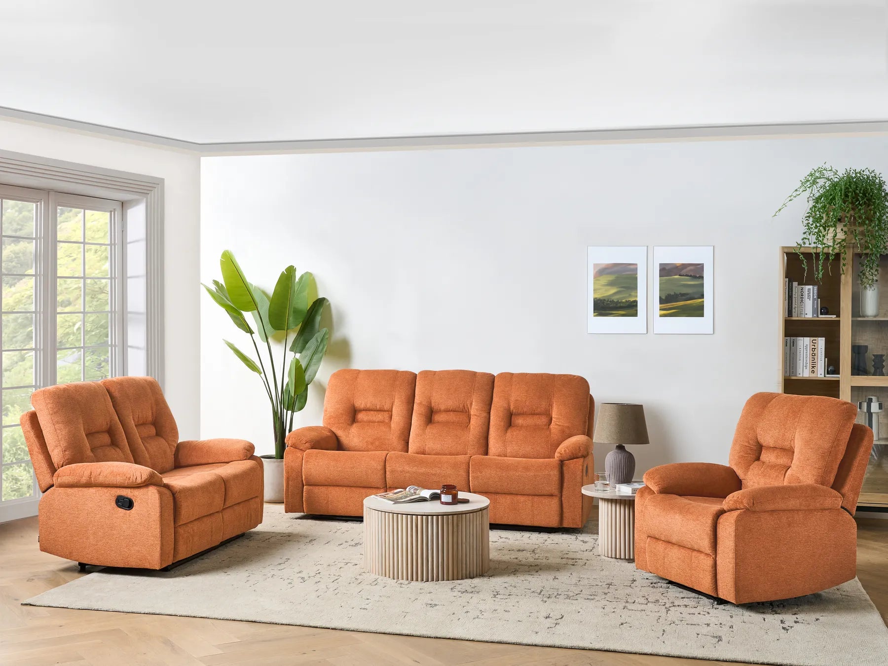 Recliner Chair BERGEN with Footrest Fabric Orange