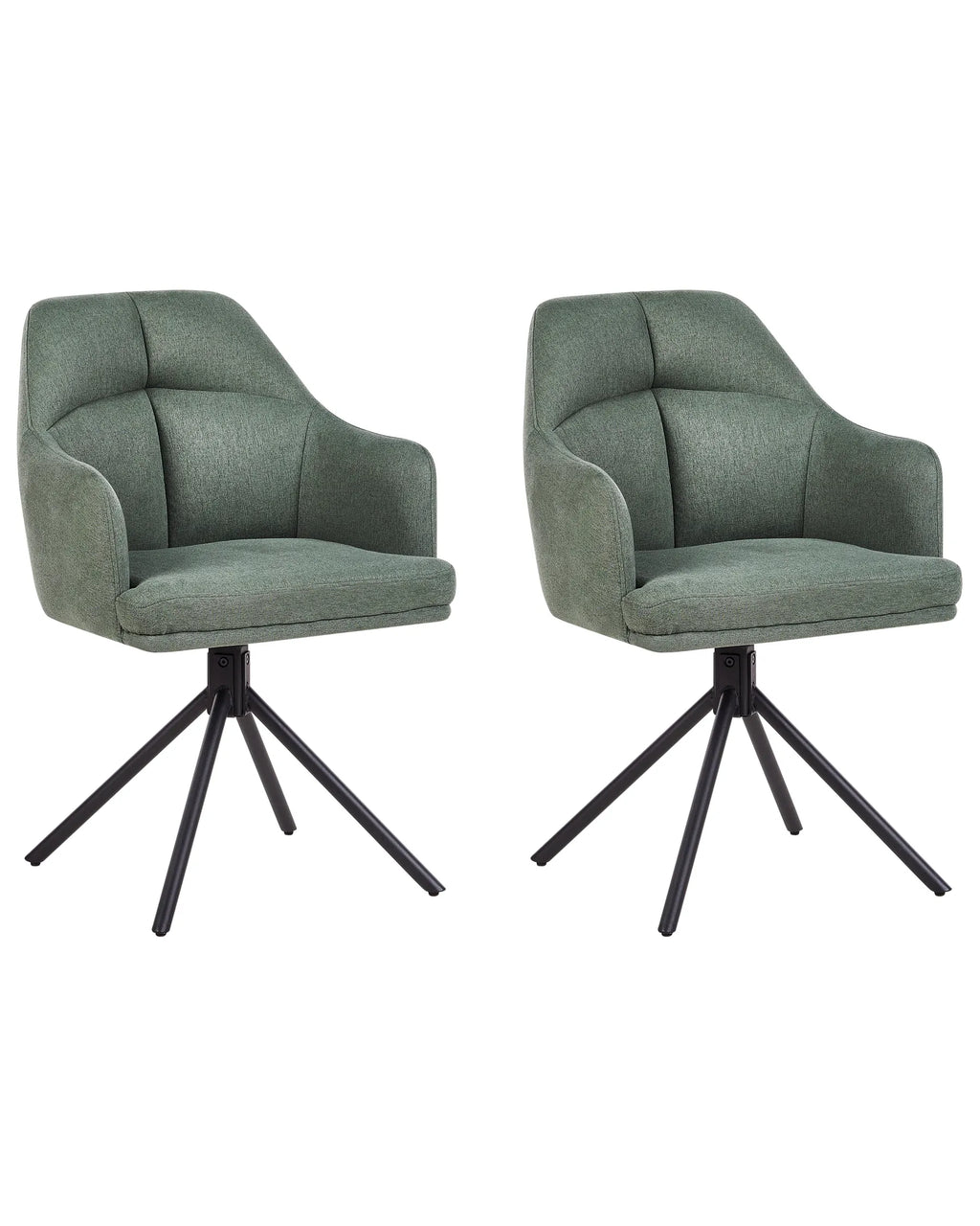 Set of 2 Dining Chairs Swivel MIRA Fabric Green