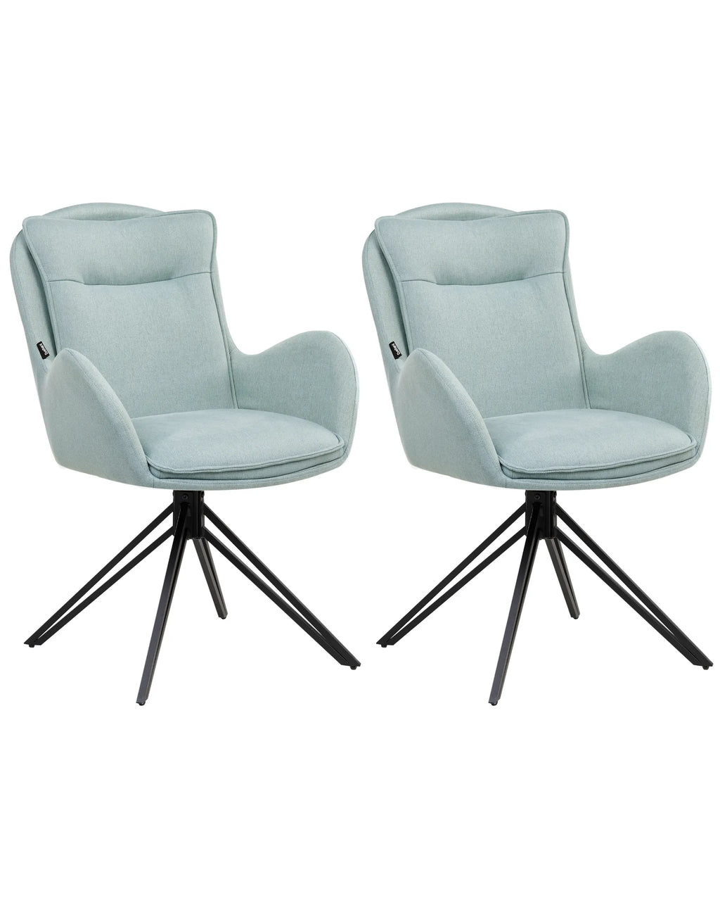 Set of 2 Dining Chairs Swivel AVELAR Fabric Light Blue