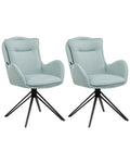 Set of 2 Dining Chairs Swivel AVELAR Fabric Light Blue