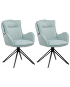 Set of 2 Dining Chairs Swivel AVELAR Fabric Light Blue