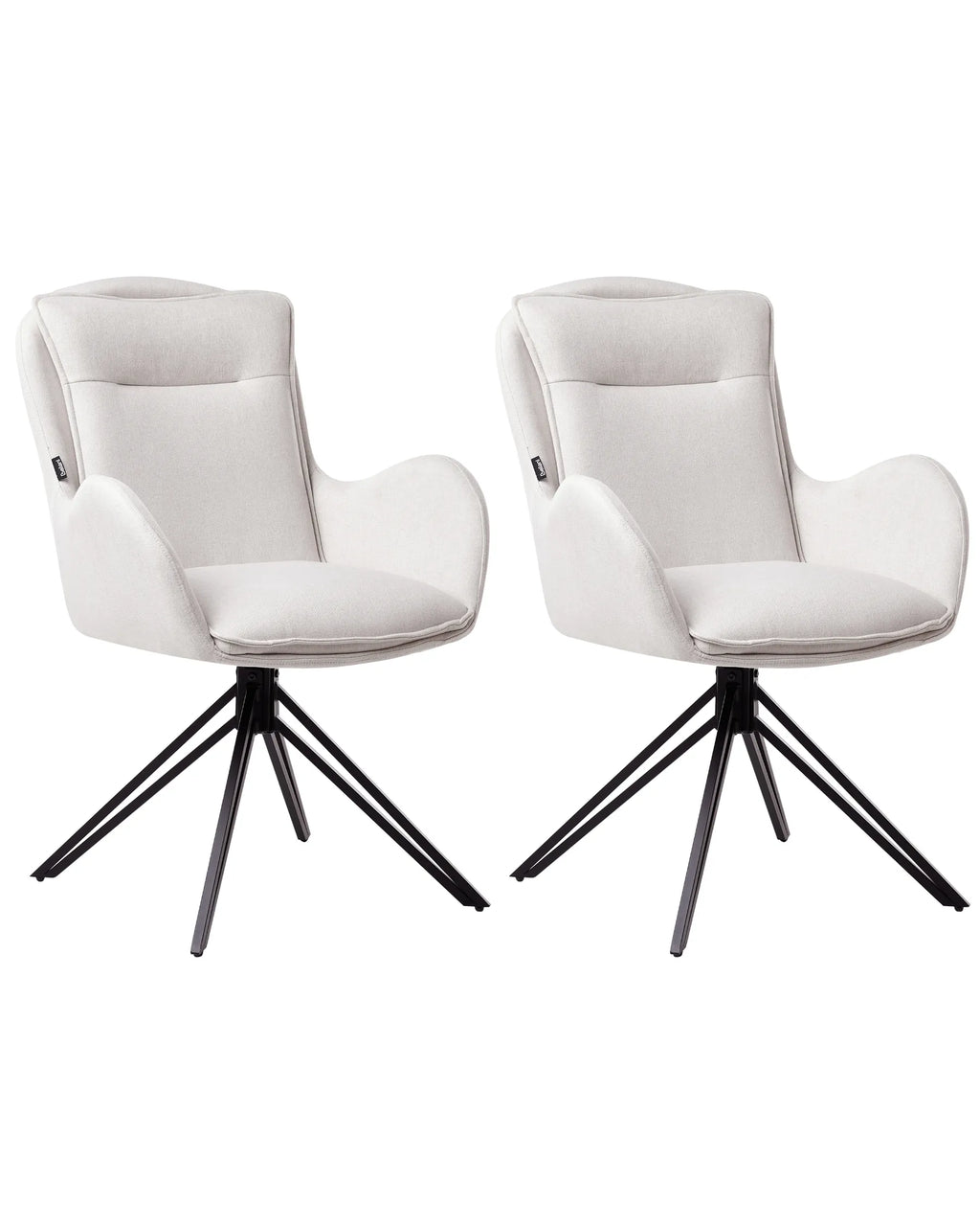 Set of 2 Dining Chairs Swivel AVELAR Fabric Light Beige