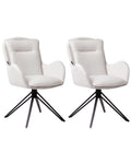 Set of 2 Dining Chairs Swivel AVELAR Fabric Light Beige