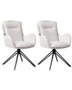 Set of 2 Dining Chairs Swivel AVELAR Fabric Light Beige