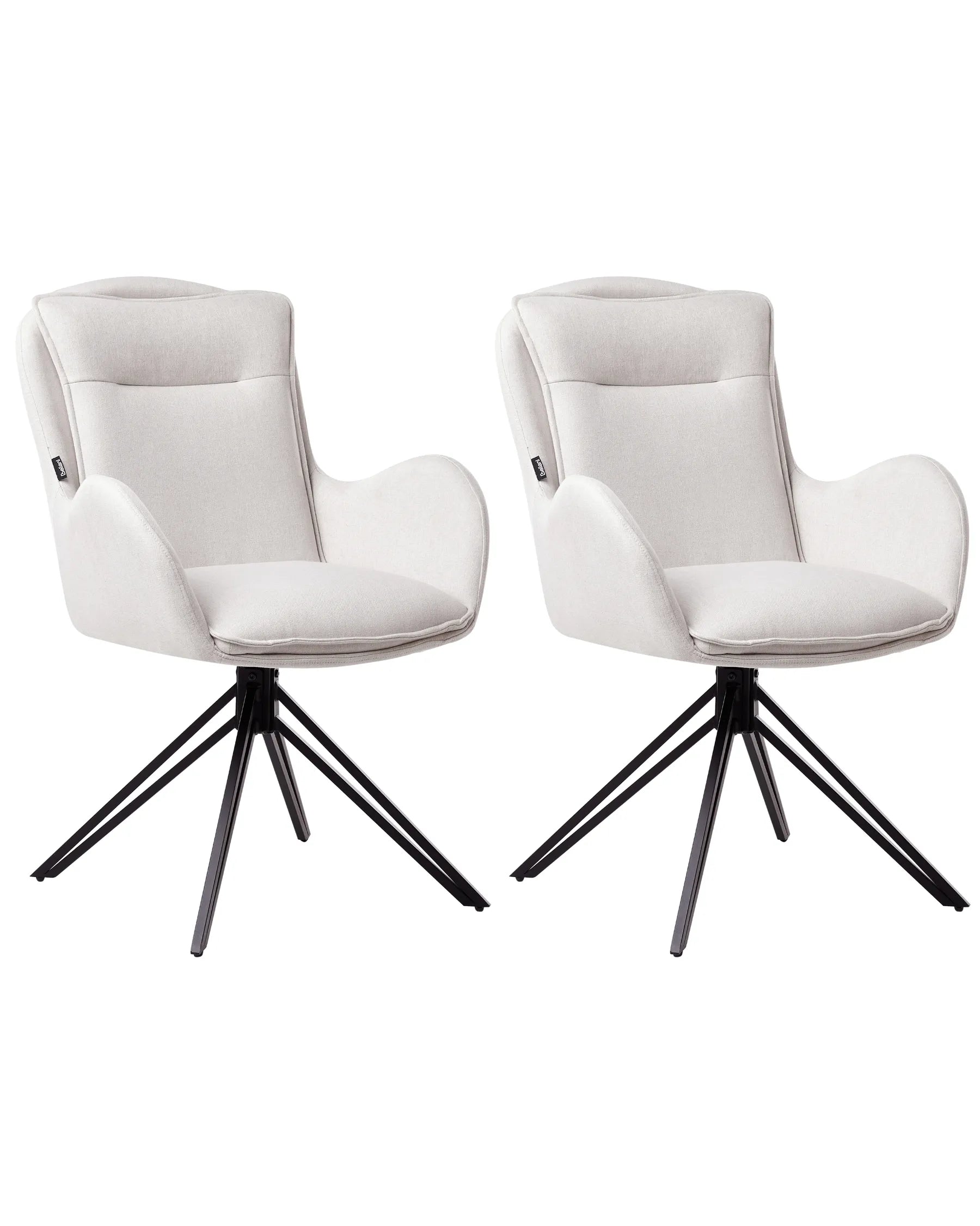 Set of 2 Dining Chairs Swivel AVELAR Fabric Light Beige