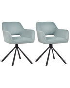Set of 2 Dining Chairs Swivel LOURES Fabric Light Blue