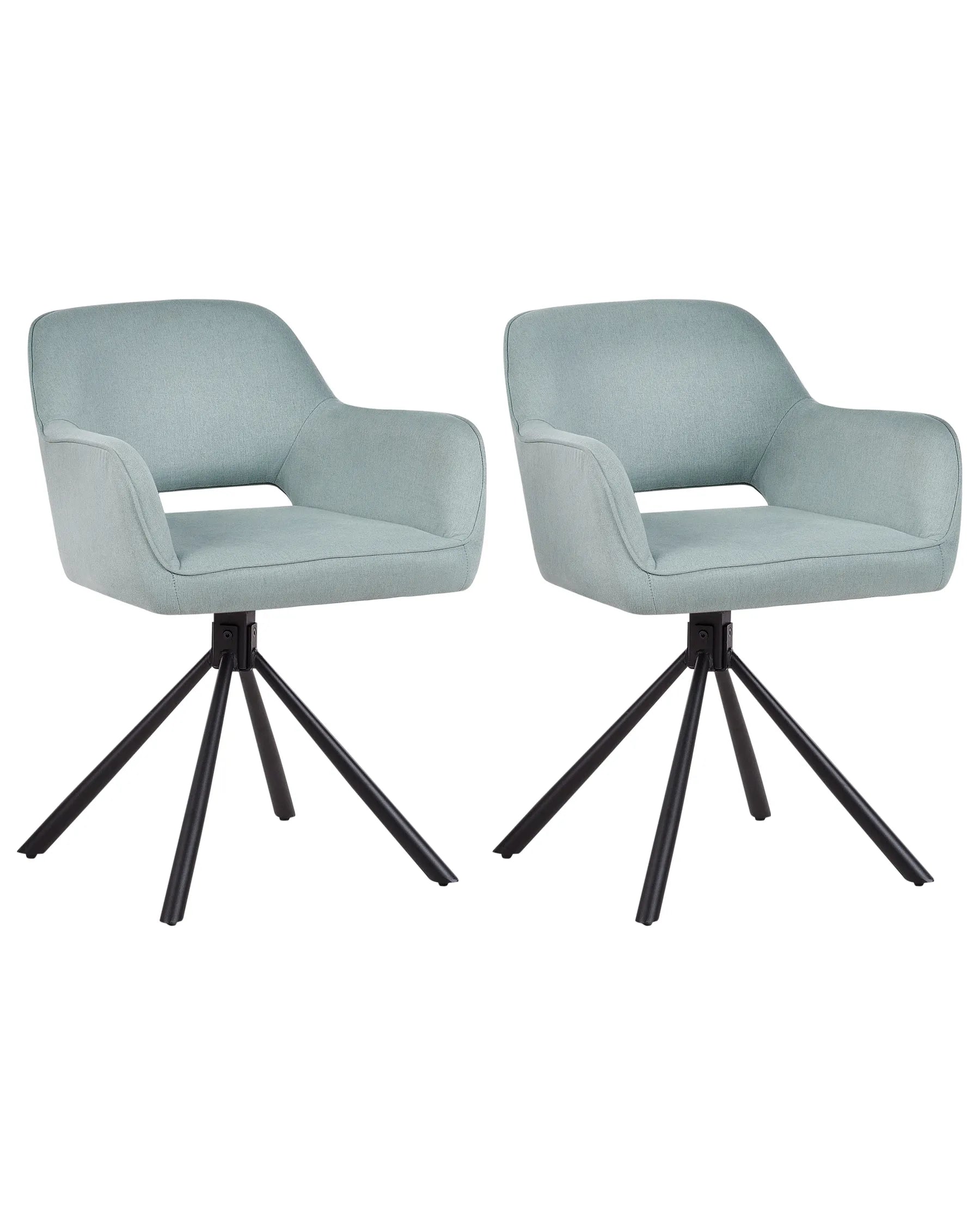 Set of 2 Dining Chairs Swivel LOURES Fabric Light Blue