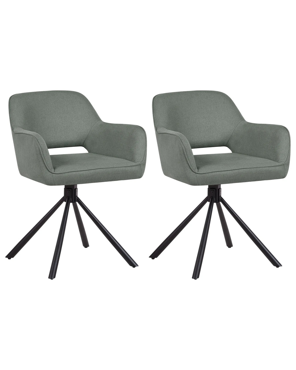 Set of 2 Dining Chairs Swivel LOURES Fabric Dark Green