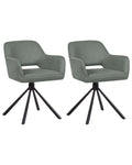 Set of 2 Dining Chairs Swivel LOURES Fabric Dark Green