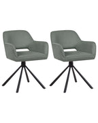 Set of 2 Dining Chairs Swivel LOURES Fabric Dark Green