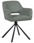 Set of 2 Dining Chairs Swivel LOURES Fabric Dark Green