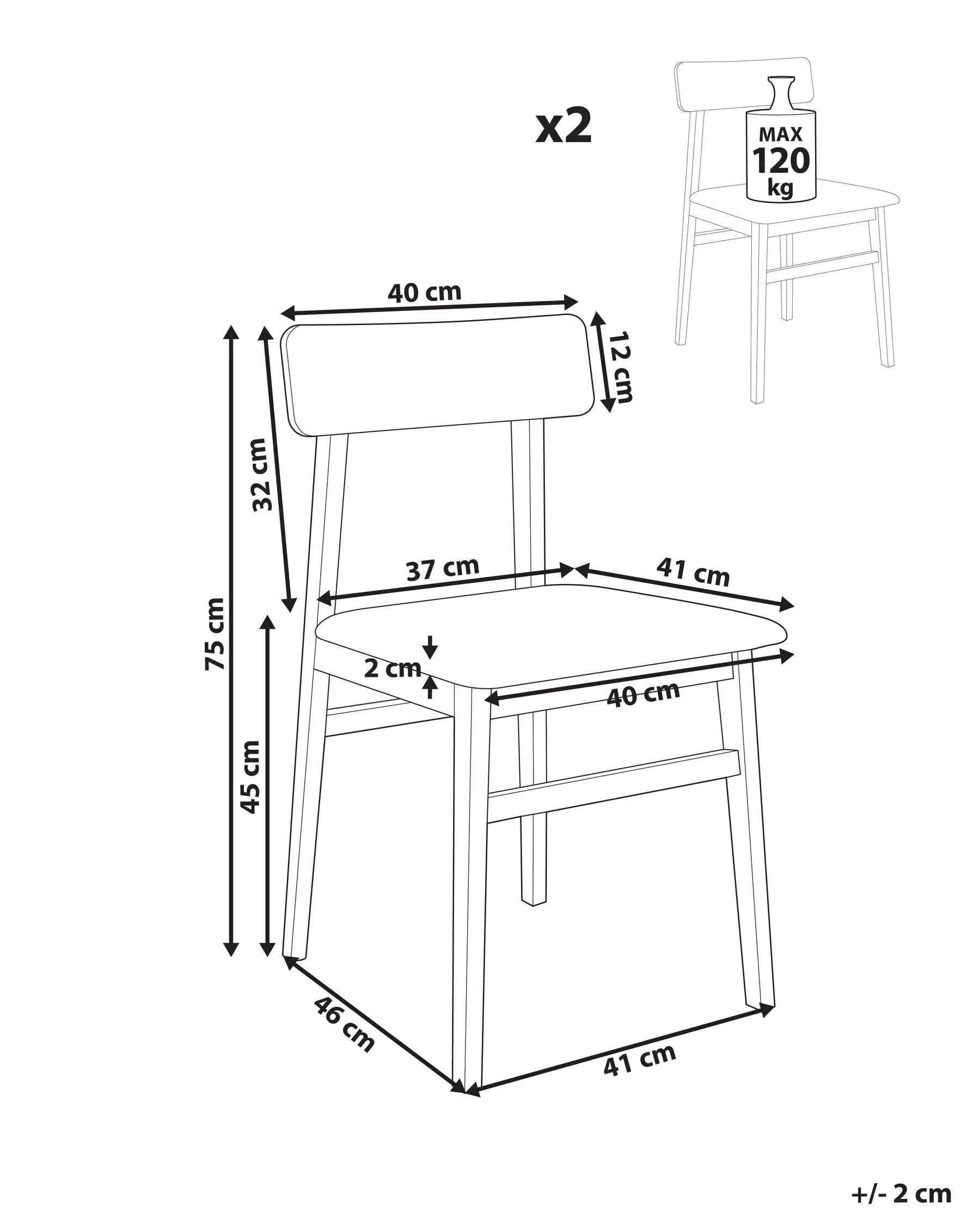 Set of 2 Dining Chairs STACY Wood Light Grey
