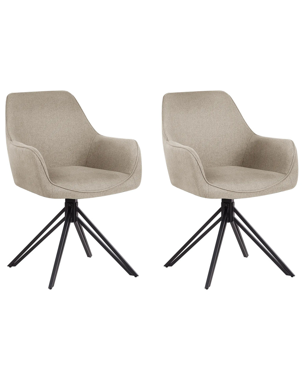 Set of 2 Dining Chairs Swivel JODAR Fabric Taupe