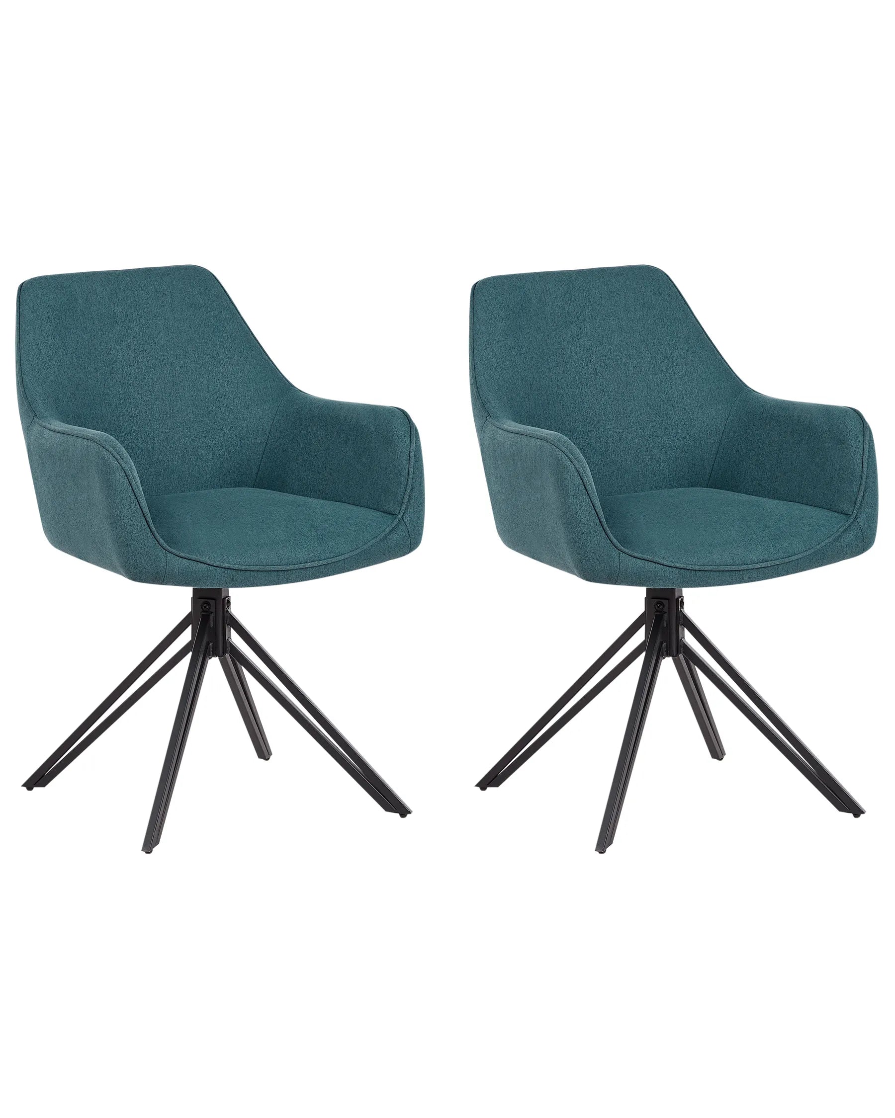 Set of 2 Dining Chairs Swivel JODAR Fabric Teal