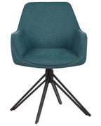 Set of 2 Dining Chairs Swivel JODAR Fabric Teal