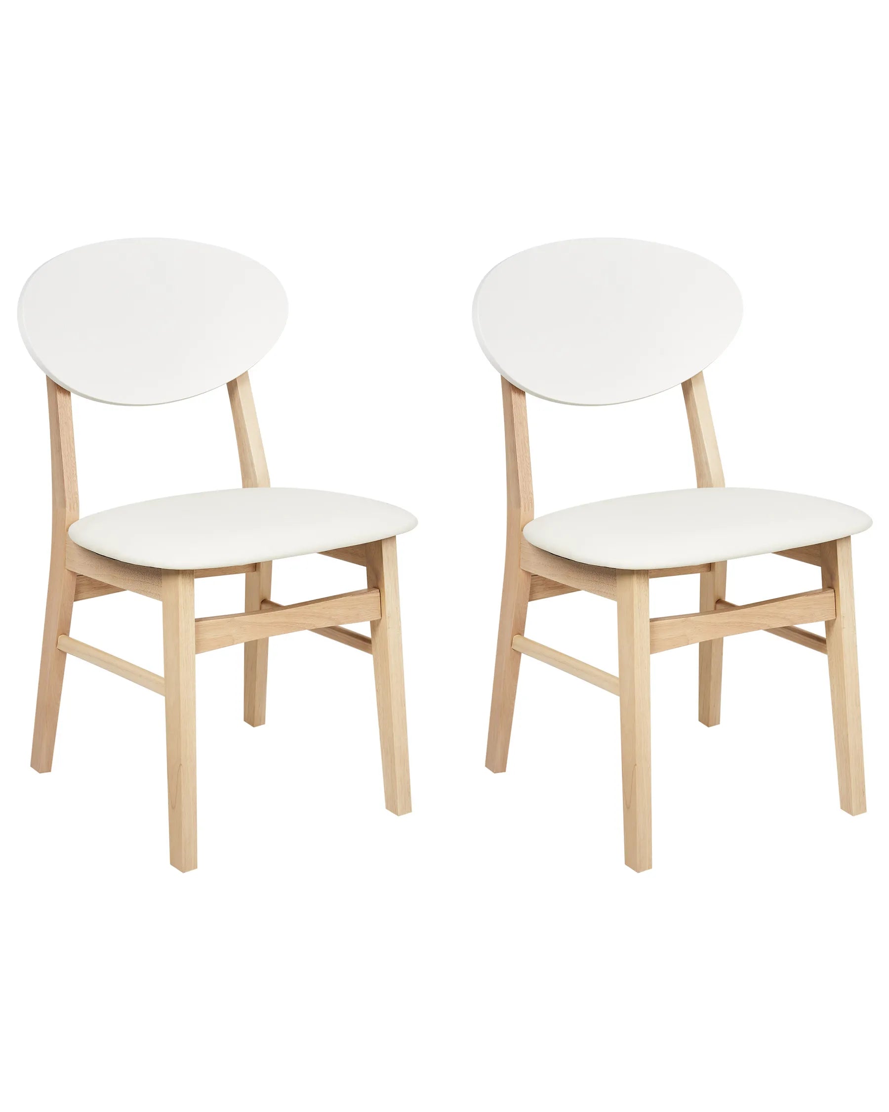 Set of 2 Dining Chairs AMERY Wood Off-White/ Light Brown